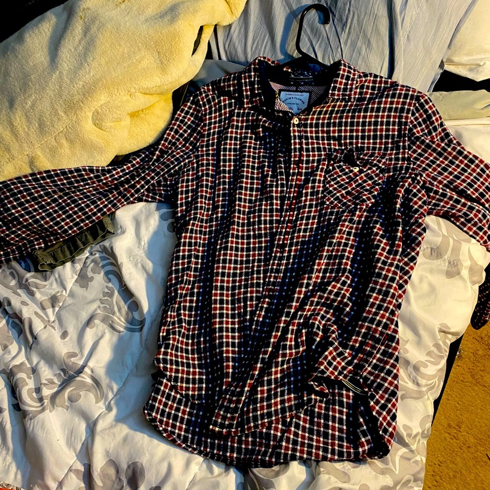 Blue red flannel light wear